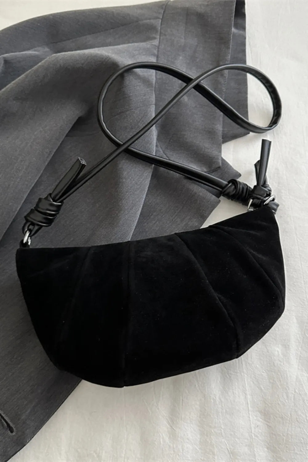 Suede Croissant Shape Shoulder Bag - V.I.P Digital Presence