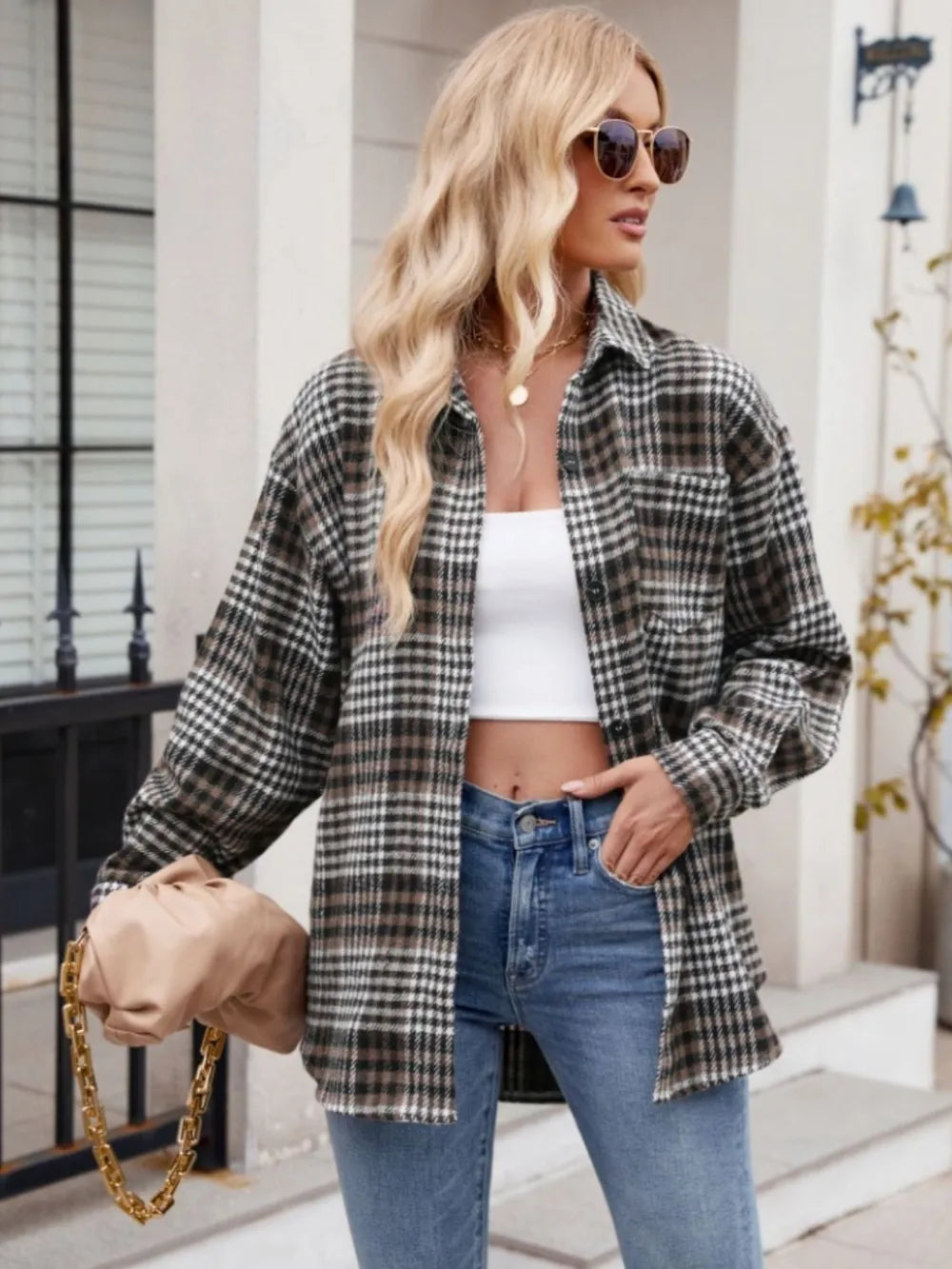 Thousand bird plaid button down flannel shirt - V.I.P Digital Presence