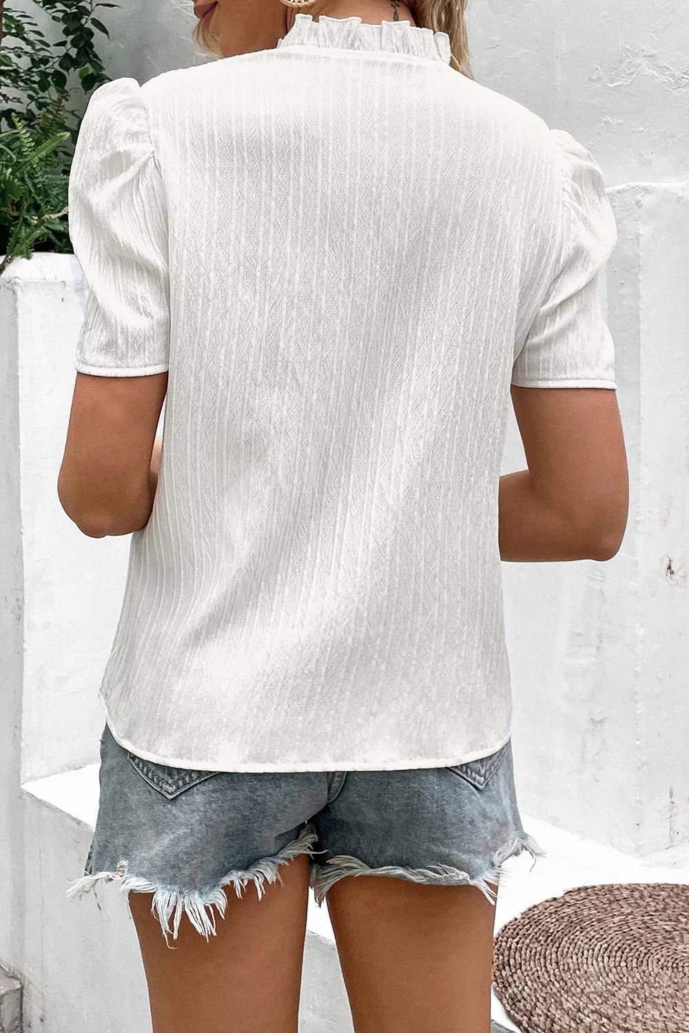 Tie Neck Puff Sleeve Blouse - V.I.P Digital Presence