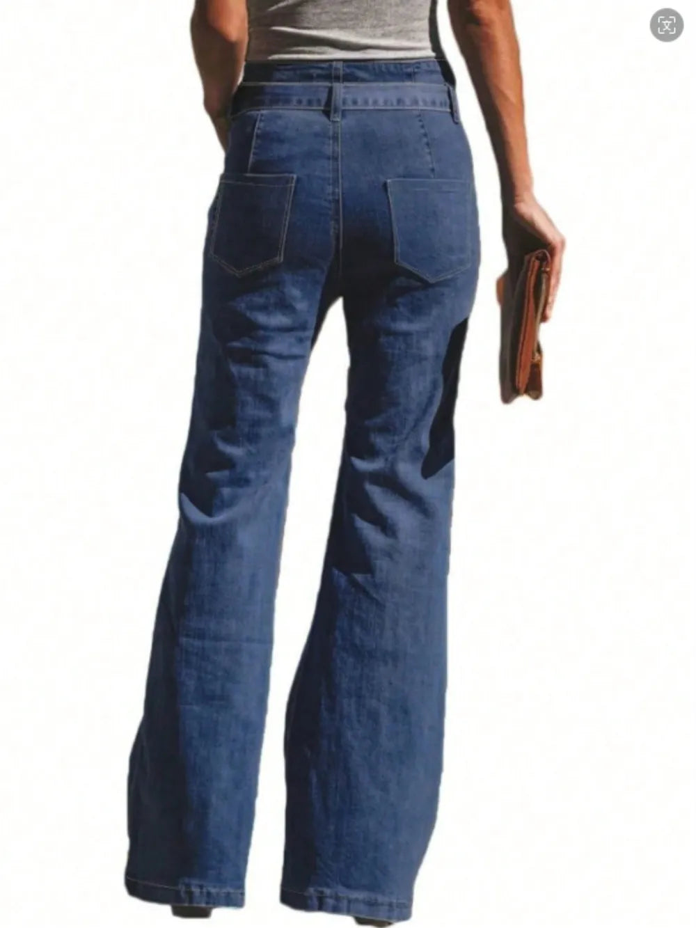Tied Flare Jeans with Pockets - V.I.P Digital Presence
