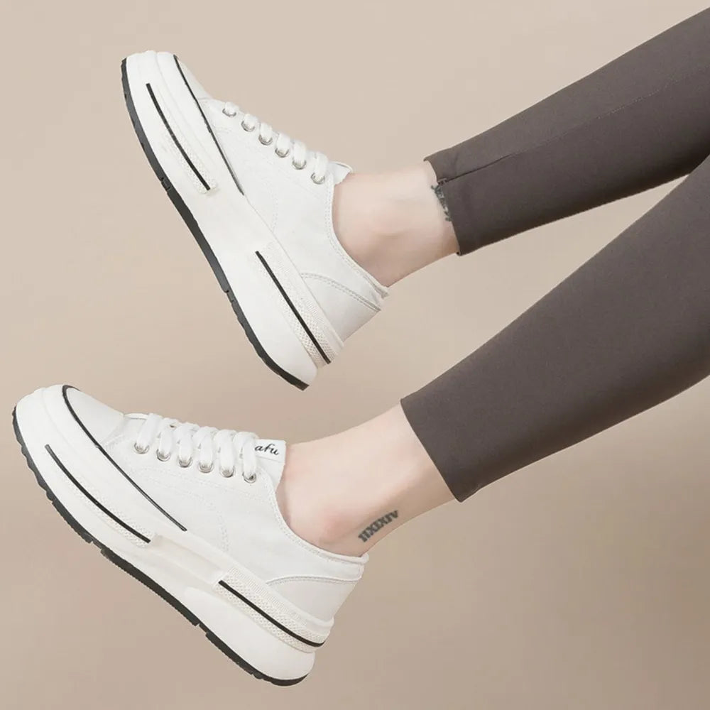 Tied Round Toe Platform Sneakers - V.I.P Digital Presence