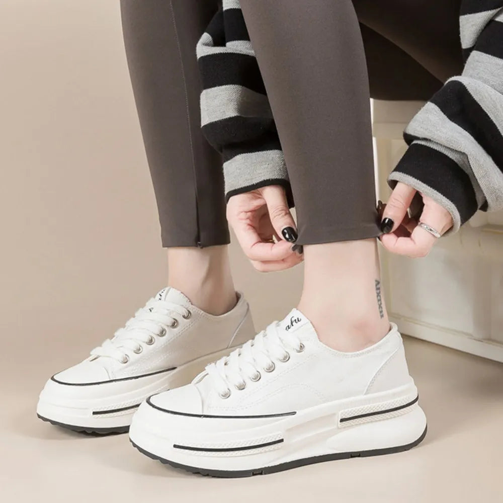 Tied Round Toe Platform Sneakers - V.I.P Digital Presence