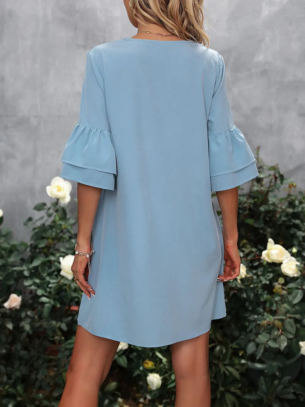 V-Neck Half Sleeve Mini Dress - V.I.P Digital Presence