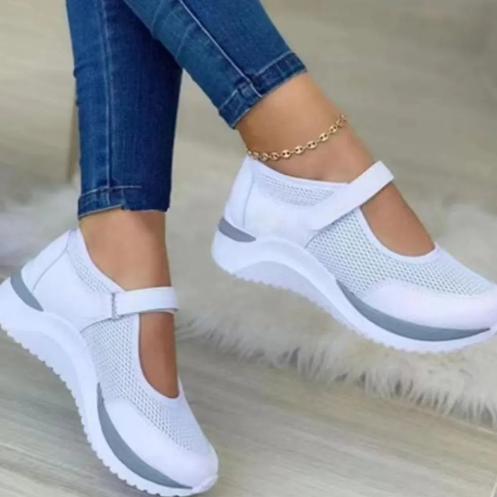 Velcro Strap Round-Toe Wedge Sneakers - V.I.P Digital Presence