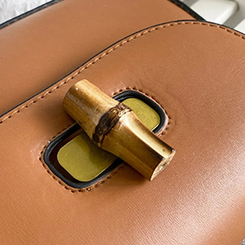 Vintage Saddle Bag with Bamboo Handle Messenger Bag Leather Handbag Shoulder Bag Crossbody Bag Gift for Valentine's Day - V.I.P Digital Presence