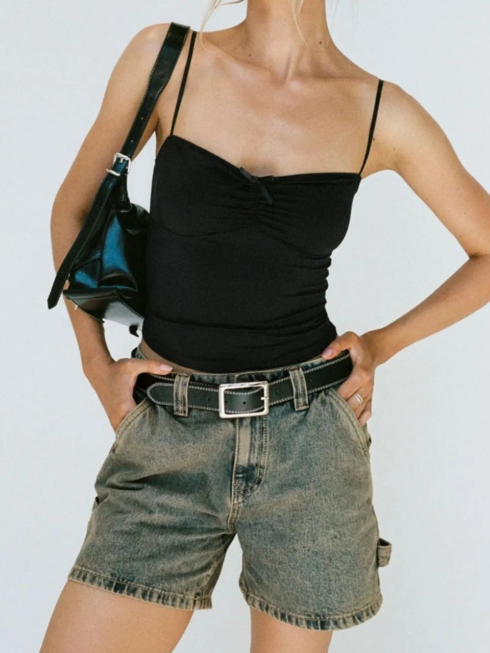 Washed High Rise Denim Shorts - V.I.P Digital Presence