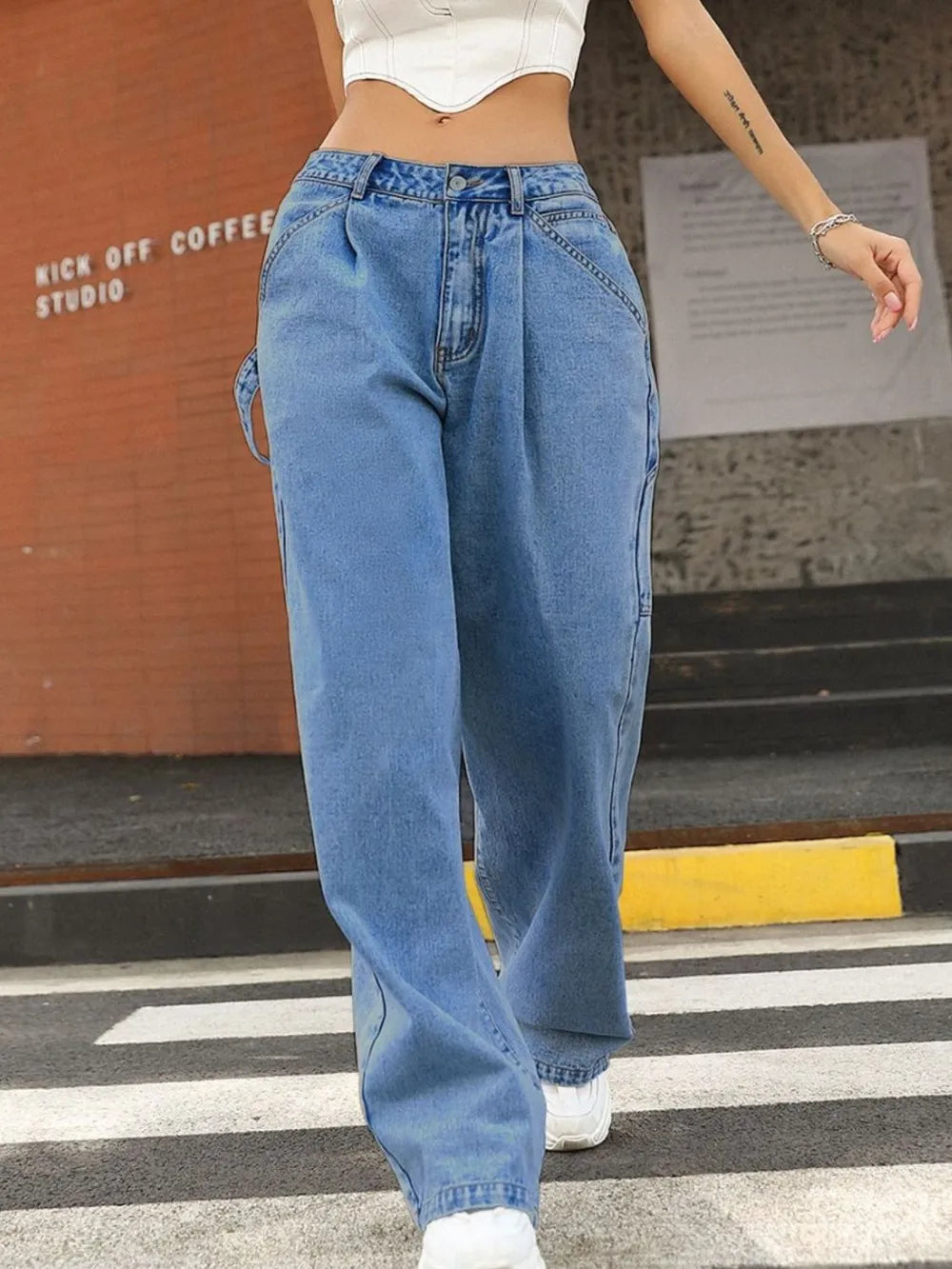 Wide Leg Jeans with Pockets - V.I.P Digital Presence