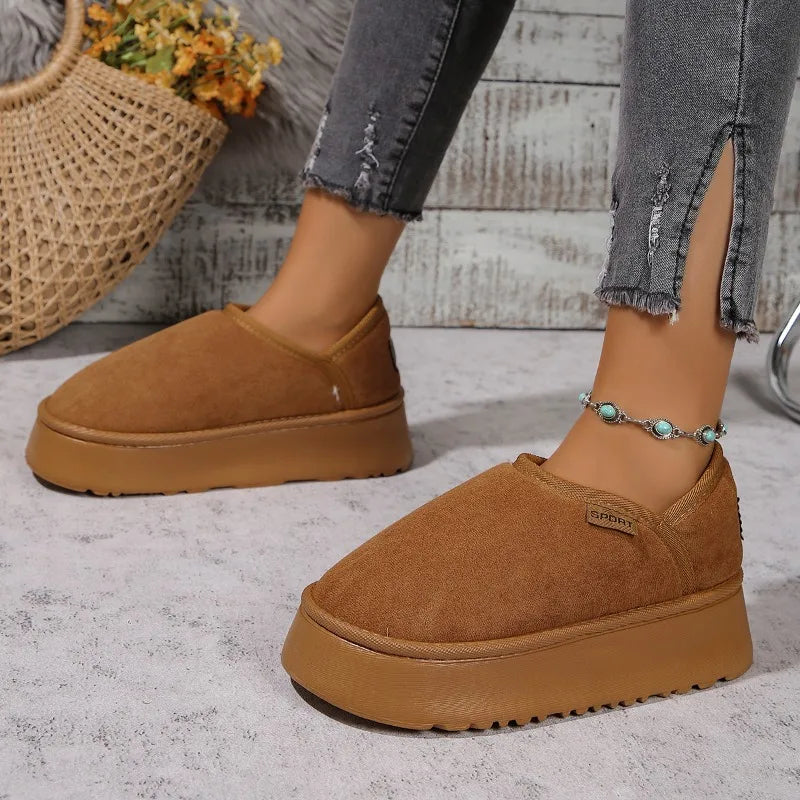 Winter Platform Boots Vintage Fashion Women's Snow Warm Suede Warm Inner Plush Fashion Thick Bottom Women's Flat Bottom Boots - V.I.P Digital Presence