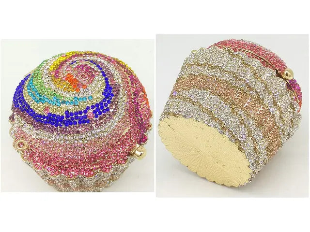 Women Blue Cupcake Evening Bag Crystal Clutch Purses Wedding Bridal Rhinestone Handbag Party Minaudiere Bag - V.I.P Digital Presence