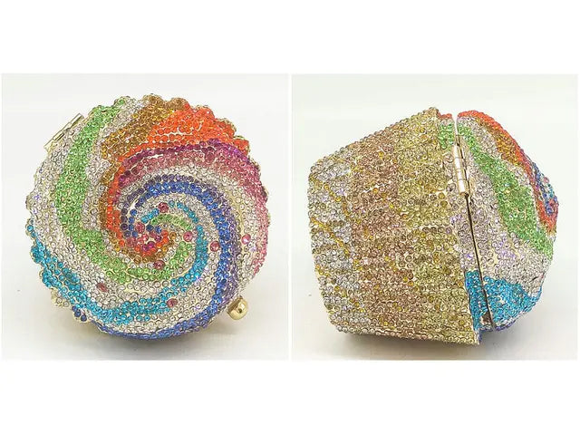 Women Blue Cupcake Evening Bag Crystal Clutch Purses Wedding Bridal Rhinestone Handbag Party Minaudiere Bag - V.I.P Digital Presence