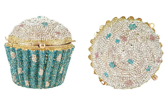 Women Blue Cupcake Evening Bag Crystal Clutch Purses Wedding Bridal Rhinestone Handbag Party Minaudiere Bag - V.I.P Digital Presence