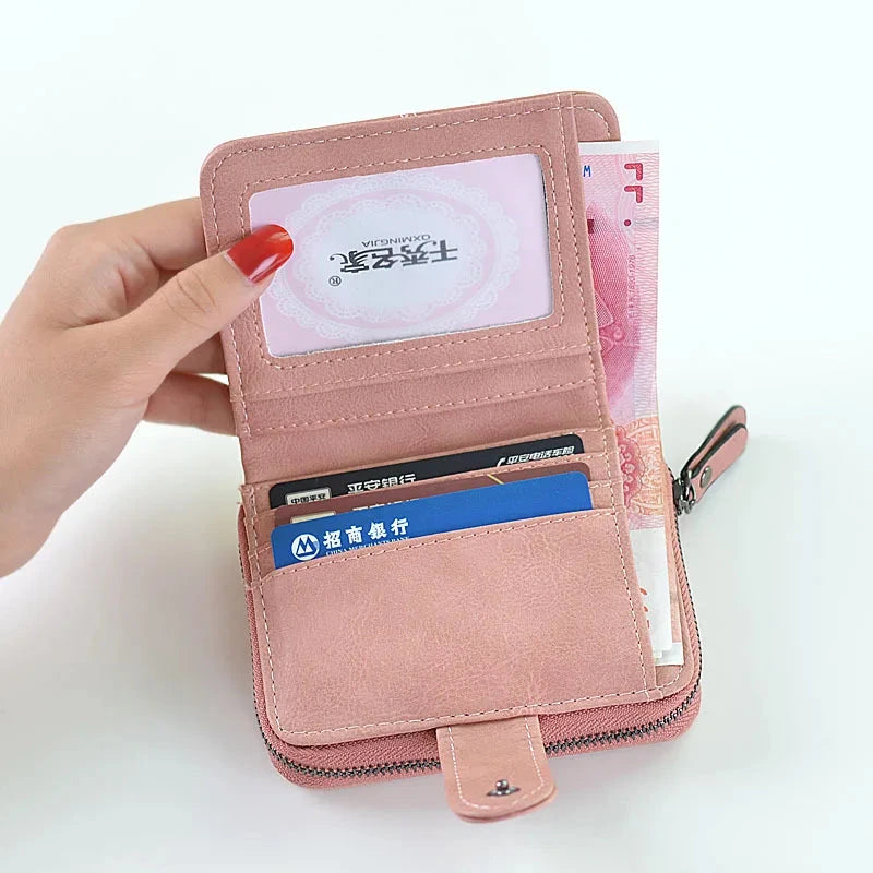 Women Cute Short Money Wallets With Zipper Female Small Wallet Lady Coin Purse Card Wallet Purses - V.I.P Digital Presence