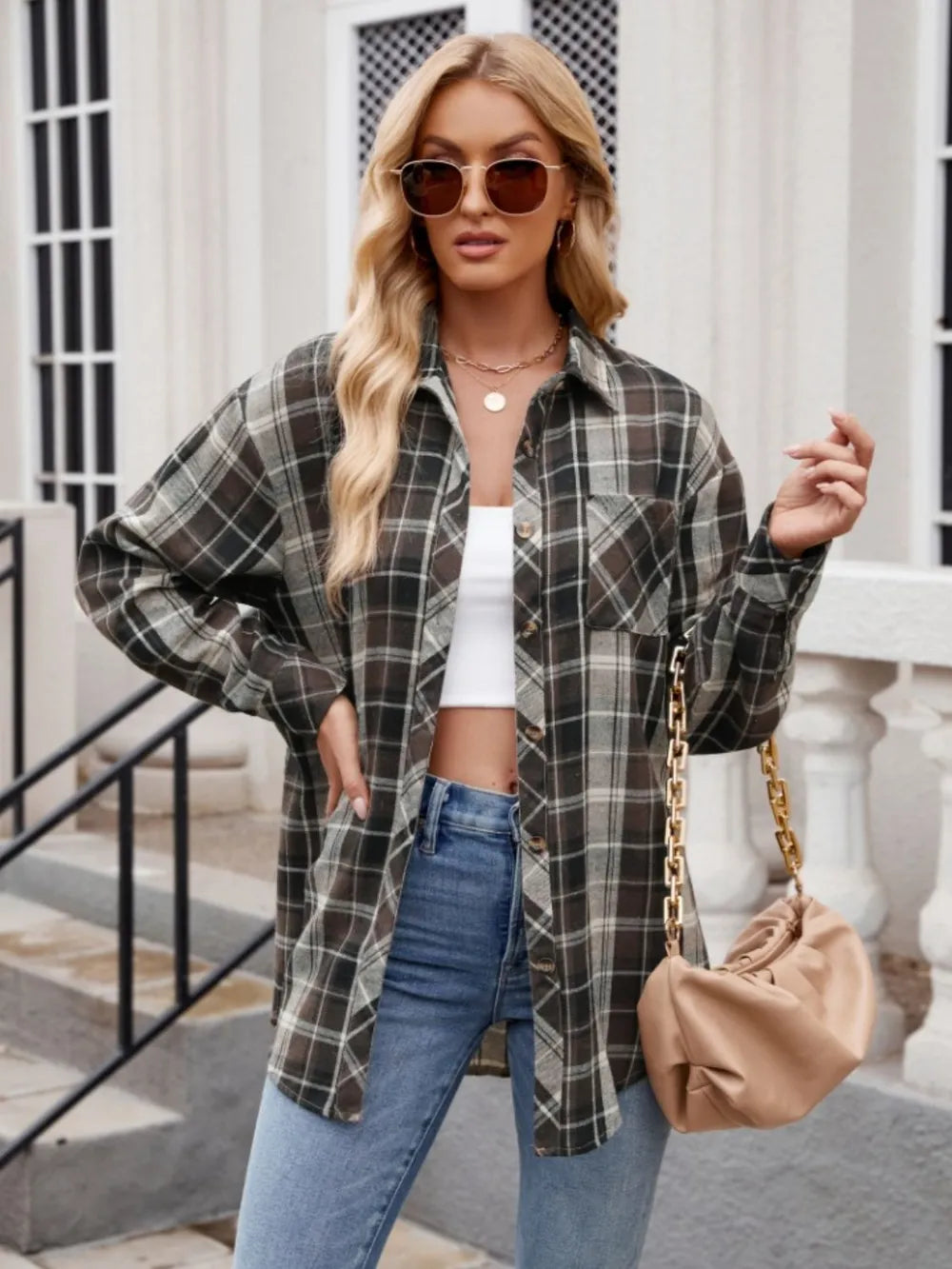 Women's casual fashion spicy girl loose checkered shirt for women - V.I.P Digital Presence