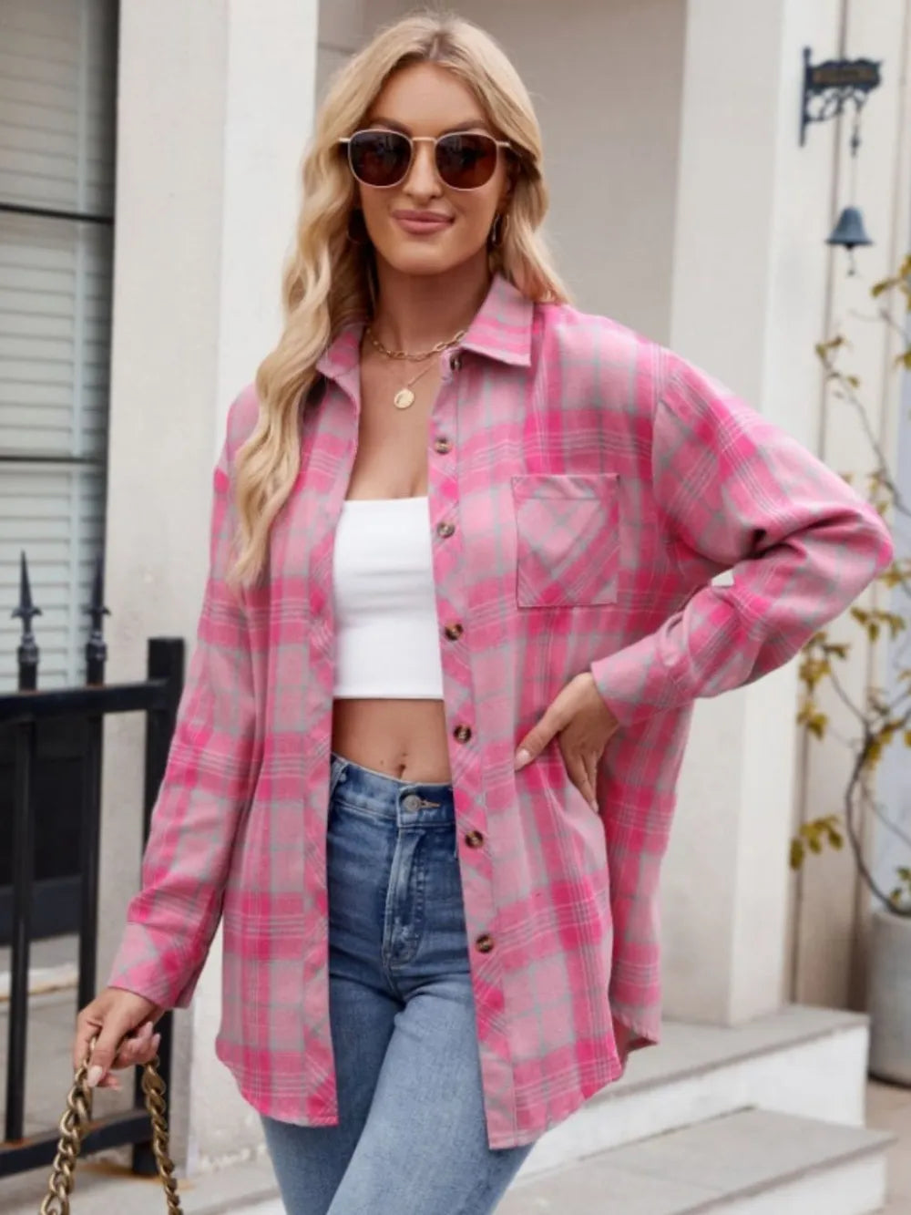 Women's casual fashion spicy girl loose checkered shirt for women - V.I.P Digital Presence