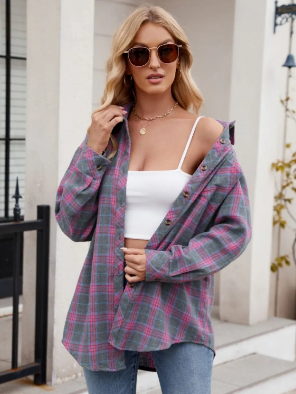 Women's casual fashion spicy girl loose checkered shirt for women - V.I.P Digital Presence