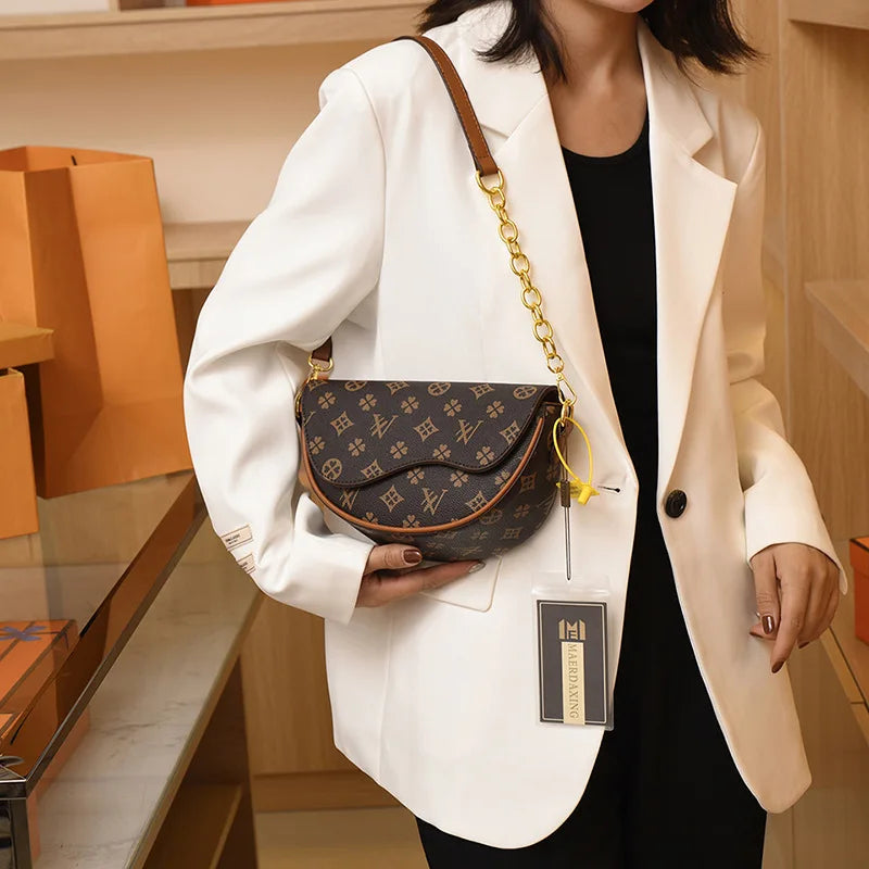 Women'S Saddle Bag Elegant Ladies Top Handbag Large Capacity Korean Trend Female Printing High-End Shoulder Messenger Bag - V.I.P Digital Presence
