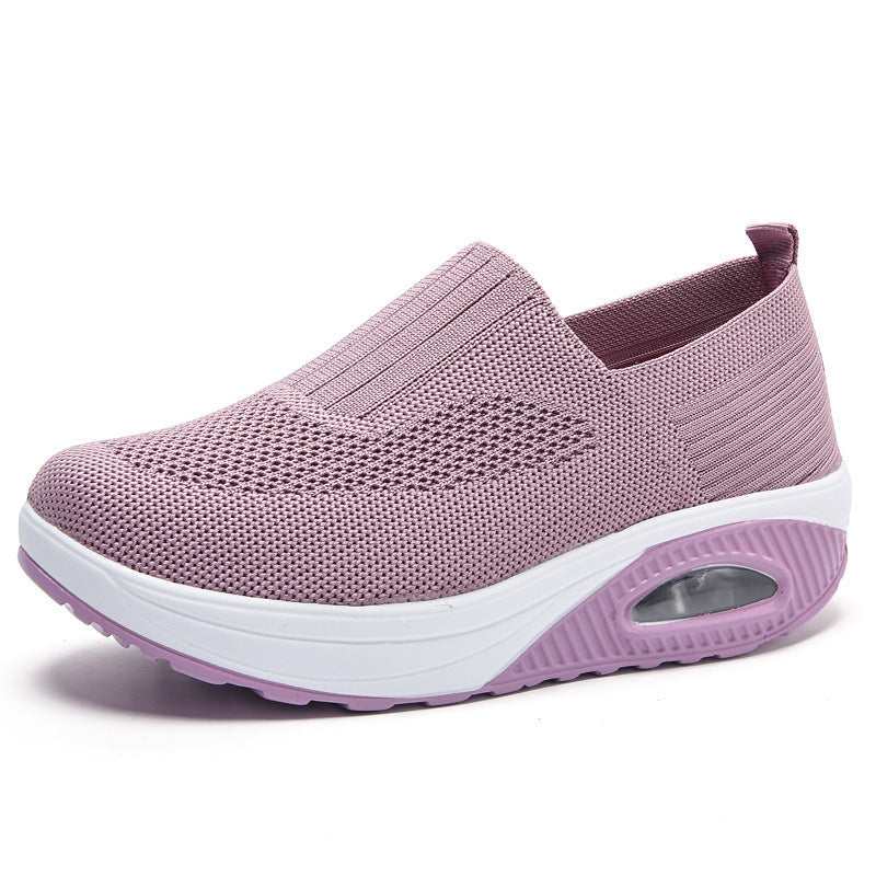 Women's shoes with thick sole and air cushion comfortable for casual sports breathable and fly woven soft soled women's shoes - V.I.P Digital Presence