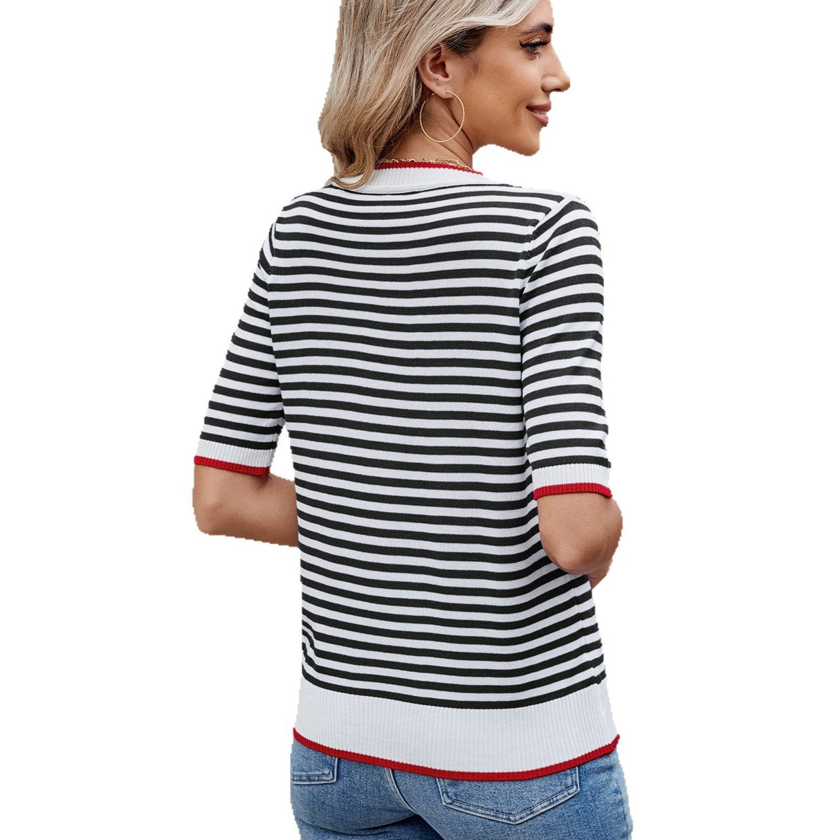 Women's striped T-shirt short sleeved shirt - V.I.P Digital Presence