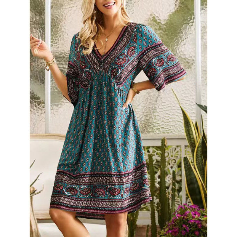 Women's vacation ethnic style dress - V.I.P Digital Presence