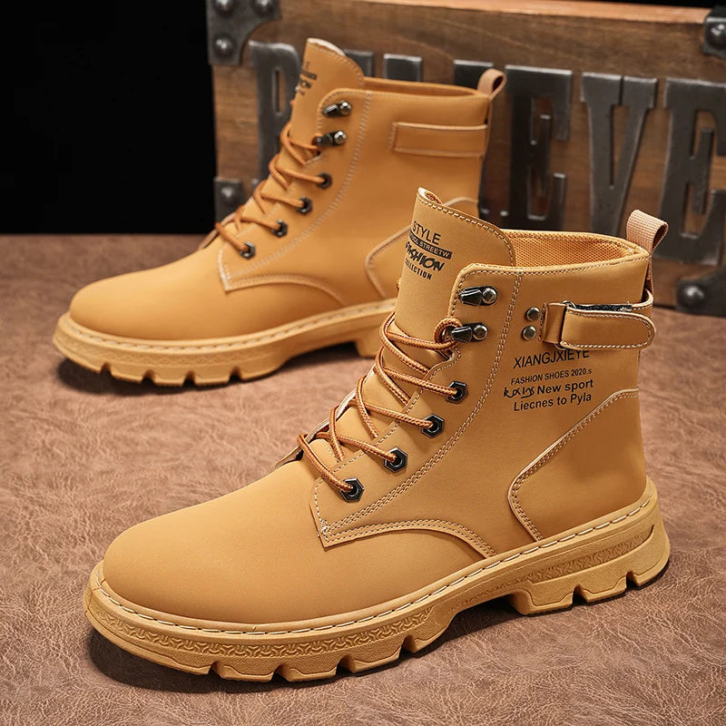 Workwear Martin boots men's spring and autumn new high top British style big yellow boots outdoor high top casual leather boots men - V.I.P Digital Presence