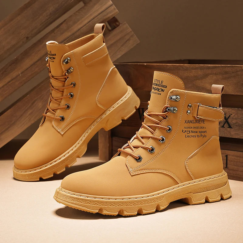 Workwear Martin boots men's spring and autumn new high top British style big yellow boots outdoor high top casual leather boots men - V.I.P Digital Presence