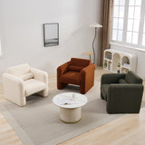 Modern style chair with sheepskin Sherpa fabric soft cushion, comfortable armchair, soft with backrest and pillow, seaweed green - V.I.P Digital Presence