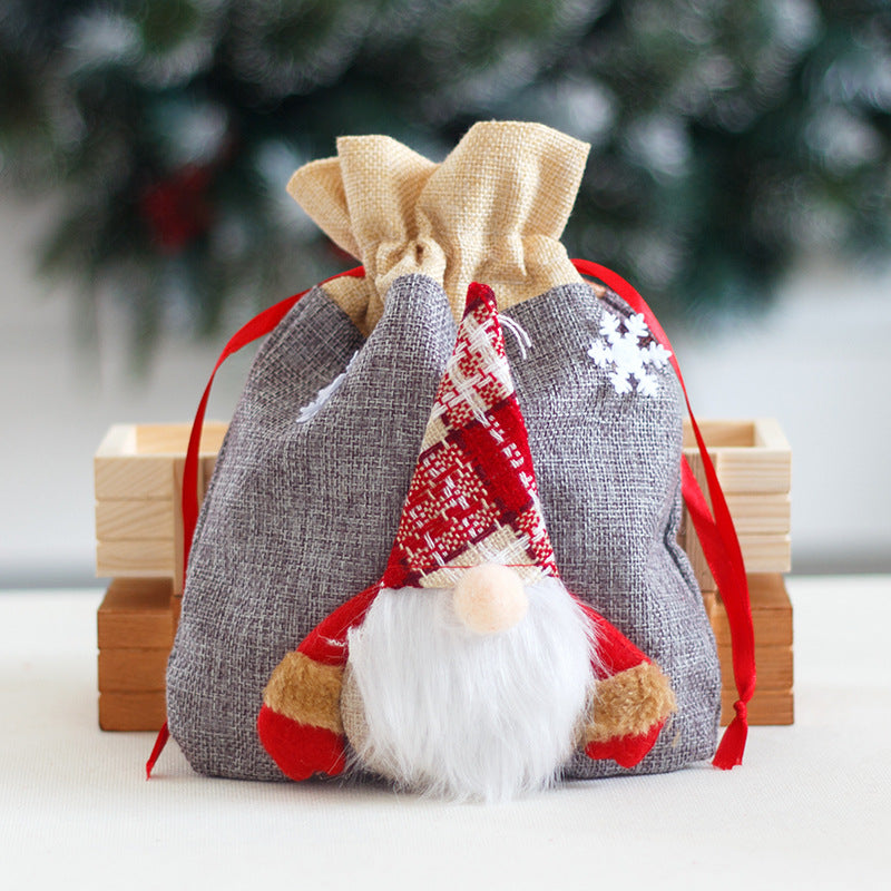 Forest Man Gift Bag Christmas Linen Cartoon Decoration Faceless Elderly Gift Bag Gift Bag Candy Bag - V.I.P Digital Presence