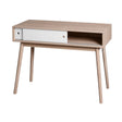 Kitchen Mid-Century Table Writing Desk with 2 Push-pull White Panel Drawers and Wood Legs, Natural Color - V.I.P Digital Presence