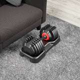 Adjustable dumbbell set, male and female 10 in 1 free dumbbell black rotating handle for quick adjustment (10 gears/55 pounds)