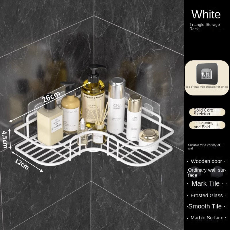 Bathroom Storage Rack Toilet Washroom Wall-Mounted Hole-Free Multi-Functional Iron Mesh Long Strip Organizer - V.I.P Digital Presence