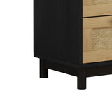 30.31"3-Drawers Storage Cabinet Rope Woven Drawer,for Bedroom,Living Room,Dining Room,Hallways,Black - V.I.P Digital Presence
