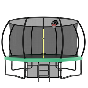 12FT Recreational Kids Trampoline with Safety Enclosure Net & Ladder, Outdoor Recreational Trampolines - V.I.P Digital Presence