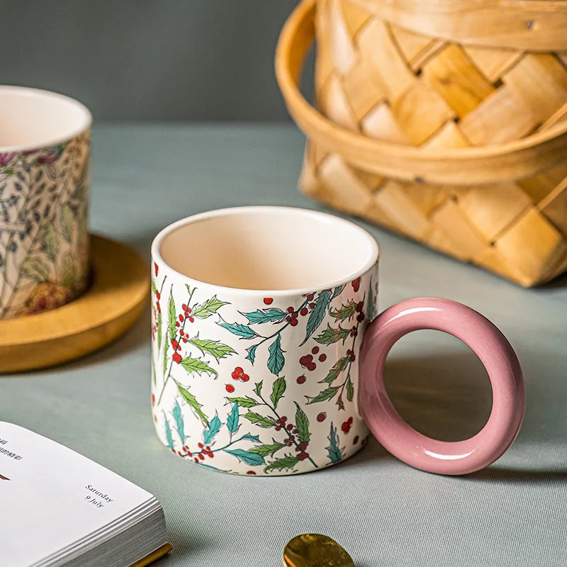 British Style Ceramic Mug Cute Coffee Cups Personality Gift Household Color Painting  Kawaii Girls Breakfast Oat Milk Mugs - V.I.P Digital Presence
