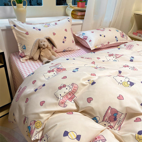Four piece set of washed cotton bed sheets and duvet covers three piece set of bedding for single student dormitories - V.I.P Digital Presence