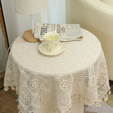 Vintage Cotton And Linen Tablecloth Tassel Tablecloth Pastoral Plaid Round Tablecloth Hollow Lace Rectangular Table Flag Placemat