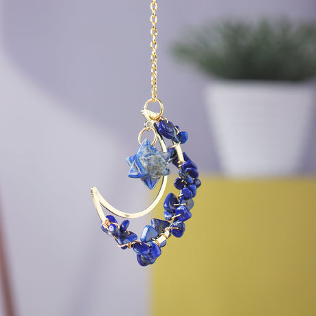Natural crystal broken stone moon pendant Melkaba DIY woven wind chime pendant decoration crystal ornament gift - V.I.P Digital Presence
