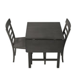 TOPMAX 5-piece square wooden pendant light expandable dining table set with 4 ladder back chairs  Gray - V.I.P Digital Presence