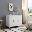 Sideboard Buffet cabinet with 3 doors and removable shelves, for living room, dining room, ivory white - V.I.P Digital Presence
