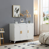 Sideboard Buffet cabinet with 3 doors and removable shelves, for living room, dining room, ivory white - V.I.P Digital Presence