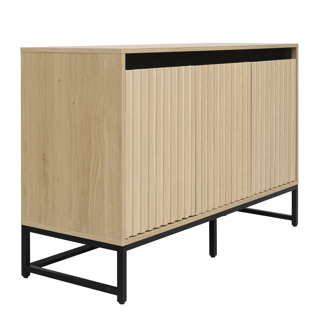 Engraved 3-door side panel with LED, self-service cabinet storage cabinet, modern coffee bar cabinet with adjustable shelf - V.I.P Digital Presence