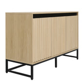 Engraved 3-door side panel with LED, self-service cabinet storage cabinet, modern coffee bar cabinet with adjustable shelf - V.I.P Digital Presence