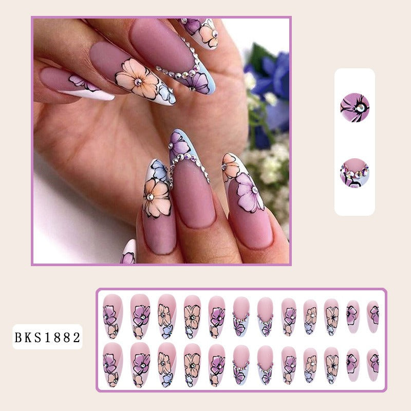 Nail Art Almond Nails Finished Wearable Nails Mid-Length Nail Art Patch Ins Style Hot Girl - V.I.P Digital Presence