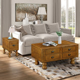 Solid wood end table, rectangular 23.6 inch narrow edge table with drawers, vintage bedside table， Antique Brown - V.I.P Digital Presence