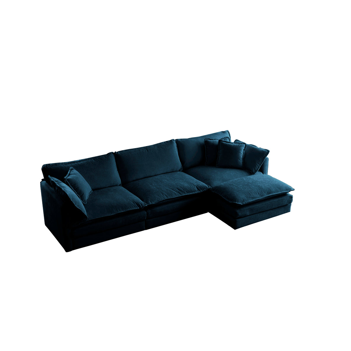 Free Combination Comfy Upholstery Modular Oversized L Shaped Sectional Sofa With Reversible Ottoman, Blue Chenille - V.I.P Digital Presence