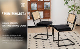 Dining Chairs Set of 2 velvet wicker side decorative chairs, black painted legs, modern medieval Bruell designed chairs, - V.I.P Digital Presence