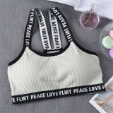 Sport Cropped Top Bra Push Up Running Yoga Bra Cotton Letters Sport Tops For Women Gym Wear Solid Fitness Bra Women Sportswear - V.I.P Digital Presence