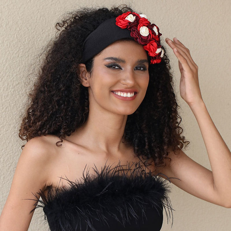 Fashionable design with three-dimensional flower headbands on the side - V.I.P Digital Presence