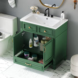 30 inch uncovered bathroom vanity with soft closed door, limited to solid wood frame bathroom storage cabinet green - V.I.P Digital Presence