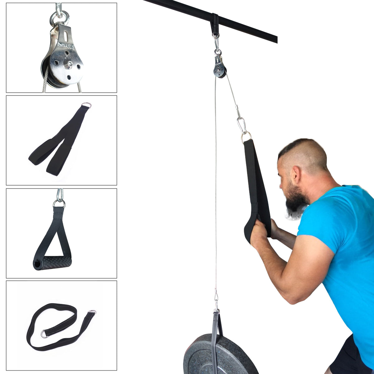 Fitness DIY Pulley Cable Machine Attachment System Arm Biceps Triceps Blaster Hand Strength Trainning Home Gym Workout Equipment - V.I.P Digital Presence
