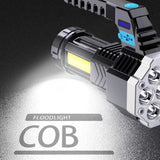 High Power LED Flashlight Powerful USB Rechargeable Torch Handheld Portable Outdoor Lamp Built-in Battery COB 7 LED Flashlights - V.I.P Digital Presence